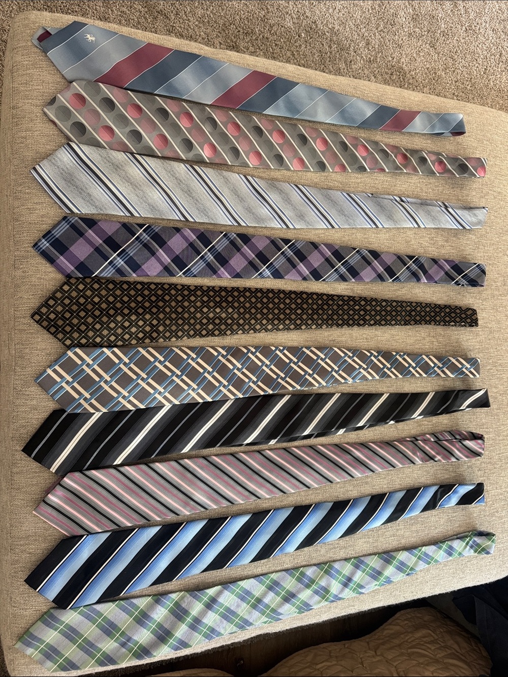 Men's Assorted Patterned Neckties — Blue, Pink, Gray Mix